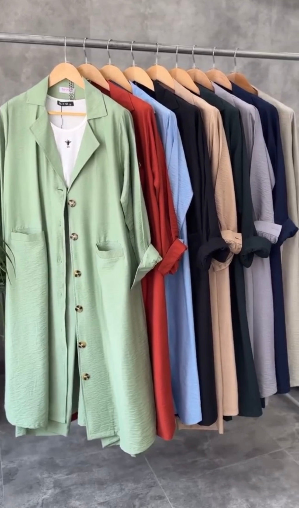 Women Coat Style Long Shirt & Trouser Set