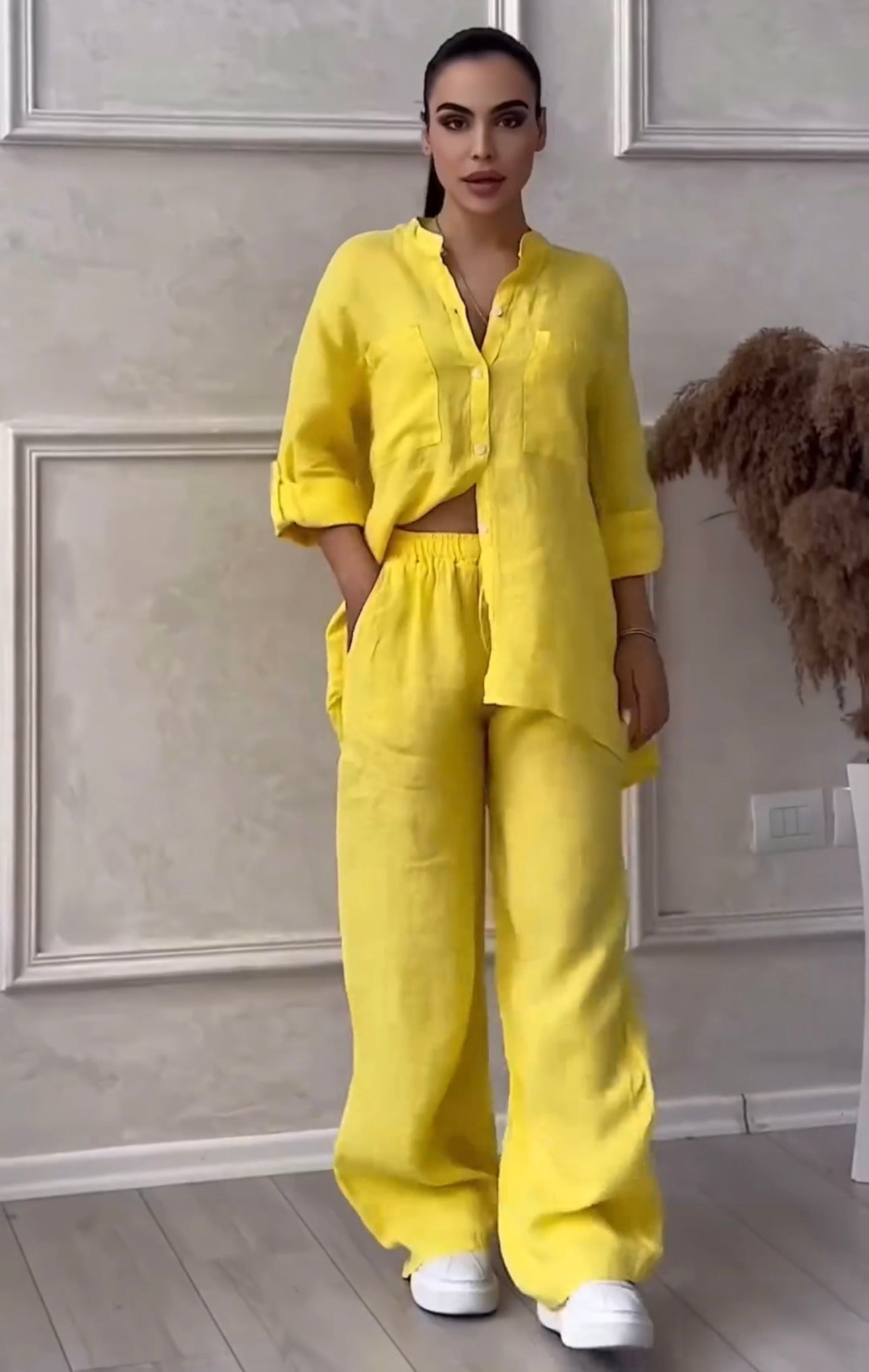 Women Linen Shirt & Trouser Set