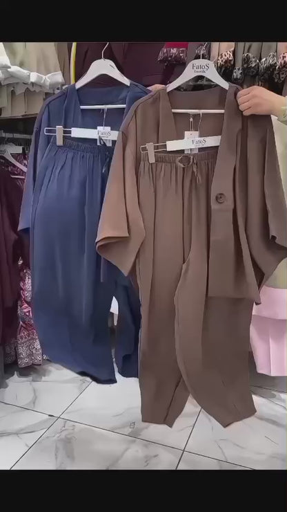 Women's V-Neck Shirt & Trouser Set